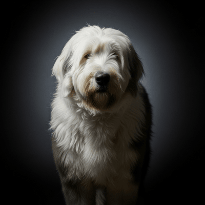 Editorial-style portrait of a Old English Sheepdog from the taxonomy dogs.