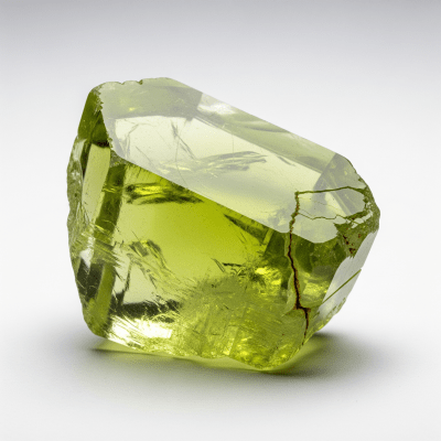 High resolution studio photograph of a single specimen of Olivine