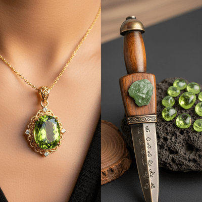 Depiction of Olivine, as it is used or valued in human culture