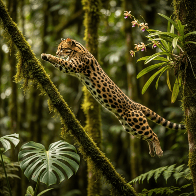 Action shot of a Oncilla