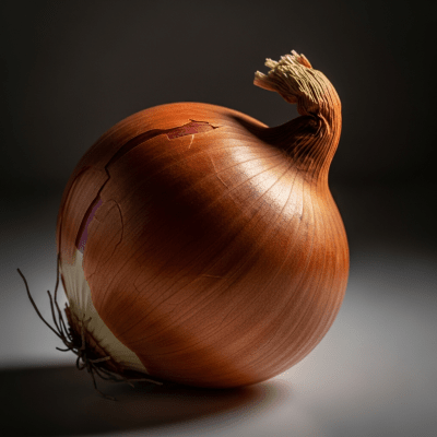 Editorial-style hero shot of a single Onion from the taxonomy vegetables.
