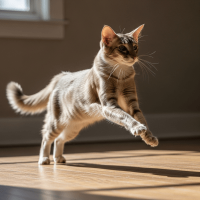 Action shot of a Oriental Longhair