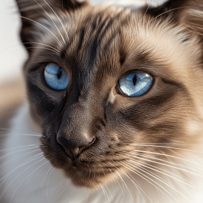 Close-up macro photograph of the face of a Oriental Longhair
