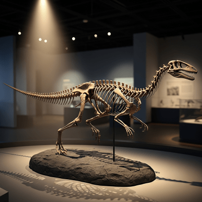 Museum exhibit style rendering of a single Ornitholestes