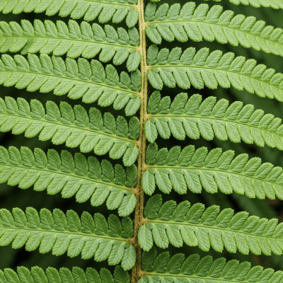 Detailed macro image of the fronds and leaflets of a Osmunda regalis, focusing on texture, venation, and sori (spore cases) if visible