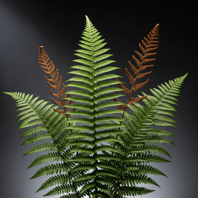 Editorial-style image of a Osmundaceae (family), of the taxonomy ferns, arranged heroically with dramatic lighting and shallow depth of field to emphasize its form and beauty.