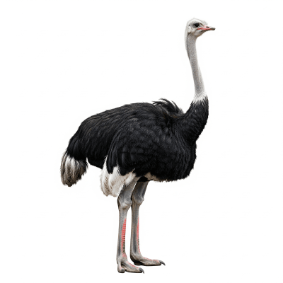 High quality studio photograph of a single Ostrich