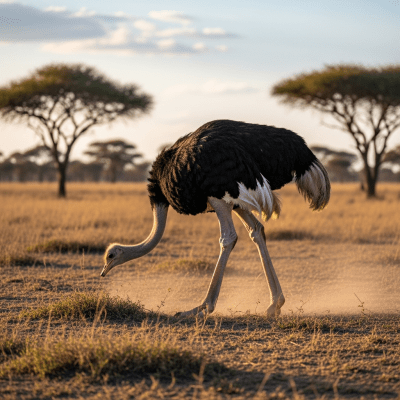 Photorealistic image of a Ostrich (birds) in its typical natural environment