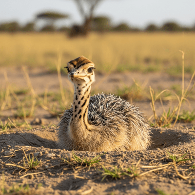 Image of a juvenile or chick stage of the Ostrich, within the taxonomy birds