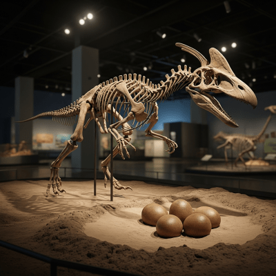 Museum exhibit style rendering of a single Oviraptor