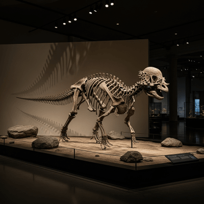 Museum exhibit style rendering of a single Pachycephalosaurus