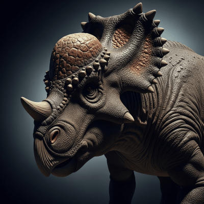 Editorial-style heroic portrait of a single Pachyrhinosaurus from the taxonomy dinosaurs.