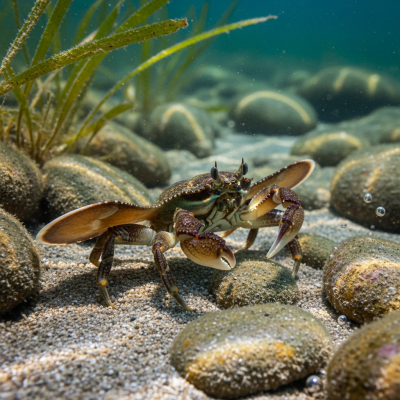 Photo-realistic underwater image of a live Paddle Crab, in the context of the taxonomy crabs