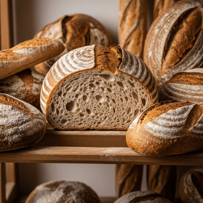 Natural light image of Pain au Levain, shown in its typical environment