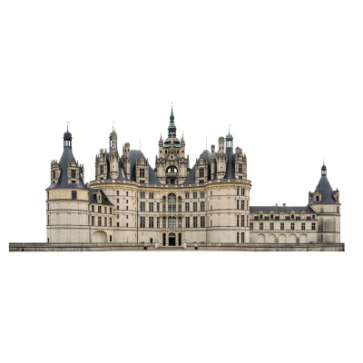 High quality studio photograph of a Palace-Castle Hybrid, belonging to the castles taxonomy