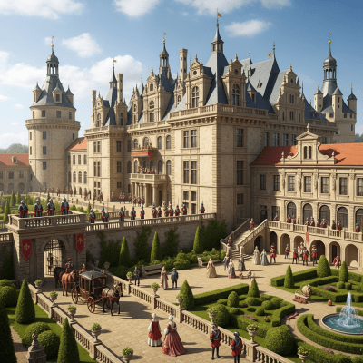 An image showing the Palace-Castle Hybrid from the castles taxonomy being used or inhabited historically