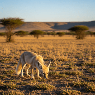 Photograph of a Pale Fox, part of the taxonomy canines, in its typical natural environment