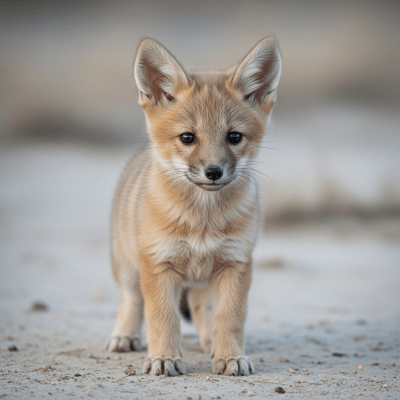 Photograph showing a juvenile (puppy) version of the Pale Fox
