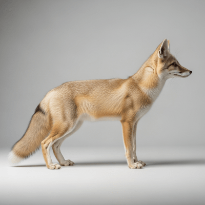Side profile photograph of a standing Pale Fox, part of the taxonomy canines