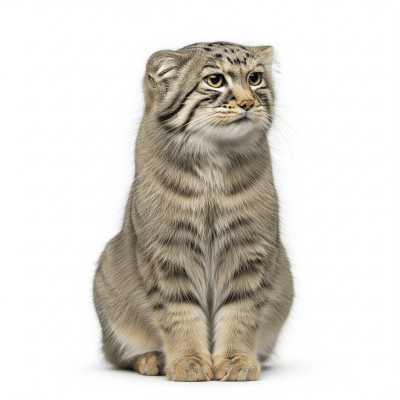 High quality studio photograph of a single Pallas's Cat