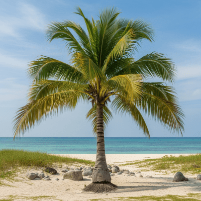 A realistic depiction of a mature Palm (trees) in its typical natural environment