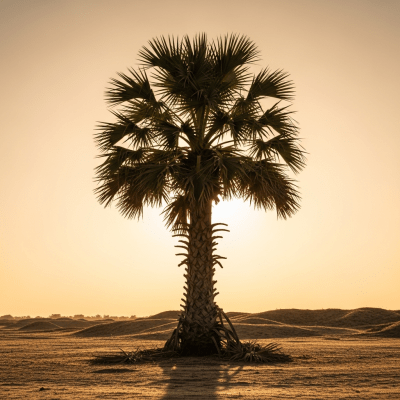 Editorial-style image of a solitary Palmyra Palm (palms) as a majestic centerpiece.