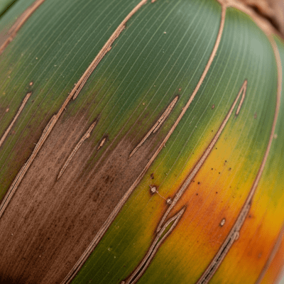Close-up macro image of the leaf or fruit of a Palmyra Palm