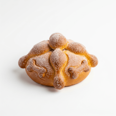 High quality photograph of a single Pan de Muerto