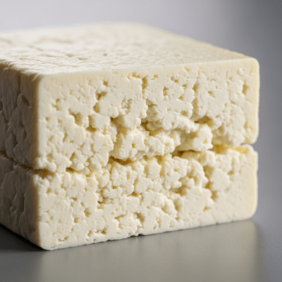 Close-up cross-sectional view of a Paneer, showing its internal texture and structure
