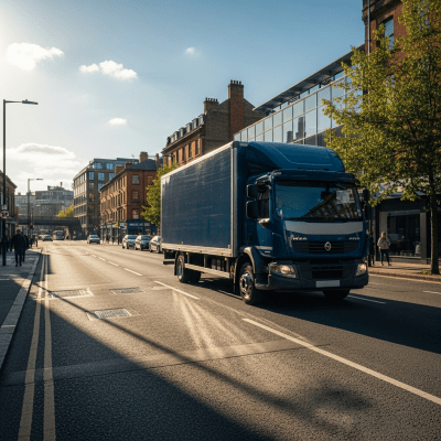 Photorealistic image of a Panel Truck (trucks) in its typical working environment