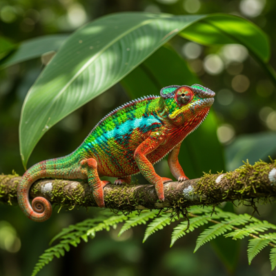 Detailed image of a Panther Chameleon (lizards) in its natural habitat