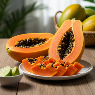 Image of the Papaya, part of the fruits taxonomy, prepared or used in a typical culinary context