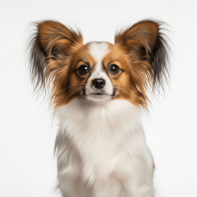 High quality studio photograph of a single Papillon