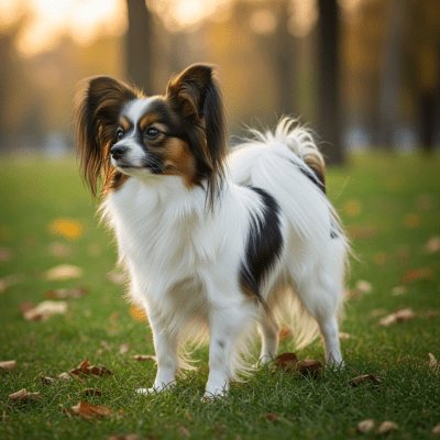 Naturalistic outdoor image of a Papillon
