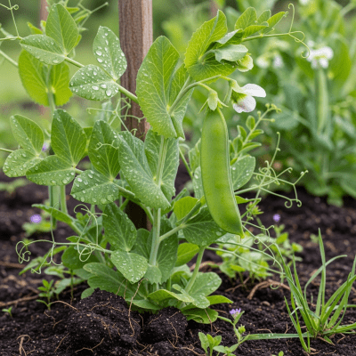 Naturalistic image of a Pea in its typical growing environment, as found in nature or a cultivated garden