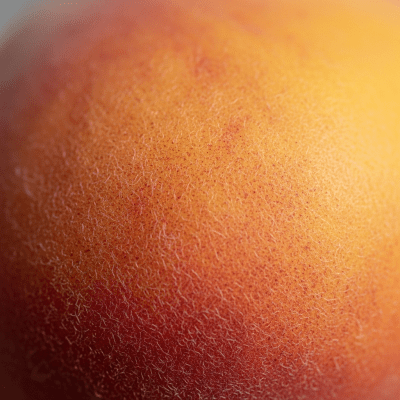 Macro shot capturing the surface texture and color details of the Peach, within the fruits taxonomy