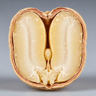 Macro close-up image showing the interior cross-section of a Peanut (nuts)