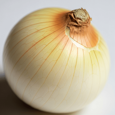 A macro photograph highlighting the surface texture and skin details of a Pearl onion