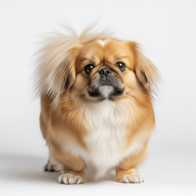High quality studio photograph of a single Pekingese