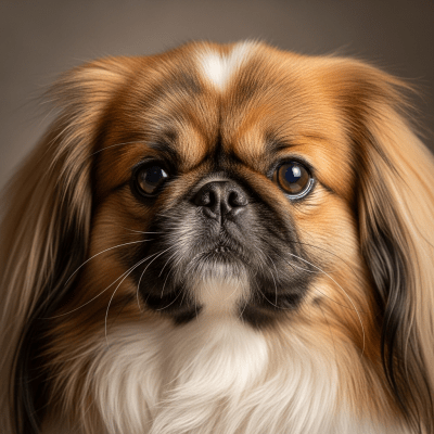 Close-up photograph of the face of a Pekingese