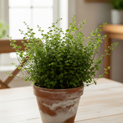 Image depicting a Pellaea rotundifolia as traditionally used by humans, such as in ornamental garden settings, floral arrangements, or as part of indigenous cultural practices