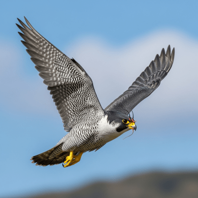 Action shot of a Peregrine Falcon (birds) in flight