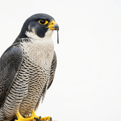 High quality studio photograph of a single Peregrine Falcon