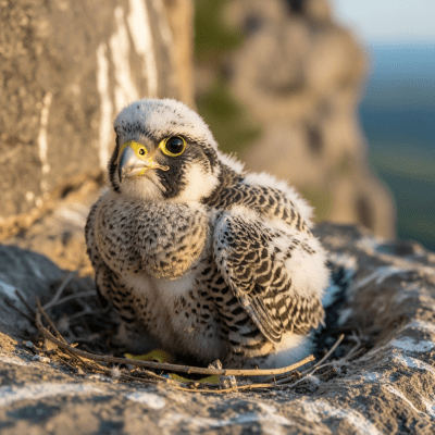 Image of a juvenile or chick stage of the Peregrine Falcon, within the taxonomy birds