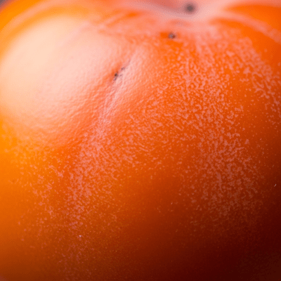 Macro shot capturing the surface texture and color details of the Persimmon, within the fruits taxonomy