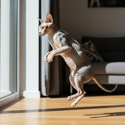 Action shot of a Peterbald
