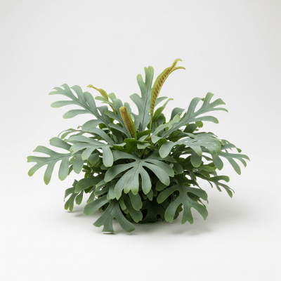 High quality, studio-style photograph of a single Phlebodium aureum