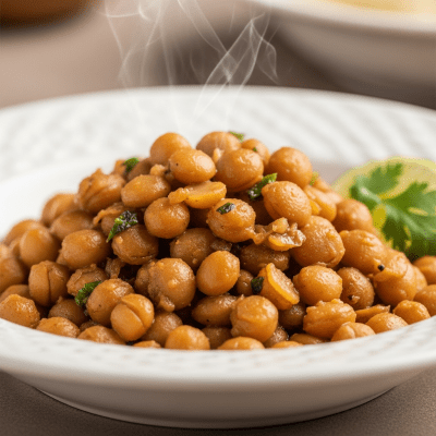 Image of cooked or prepared Pigeon Pea (legumes) as it appears in a traditional dish or common culinary usage, presented on a clean plate with minimal garnish