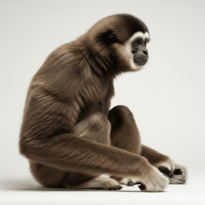 High quality studio photograph of a Pileated gibbon