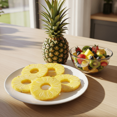 Image of the Pineapple, part of the fruits taxonomy, prepared or used in a typical culinary context